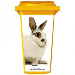 White Rabbit With Brown Eyes Wheelie Bin Sticker Panel